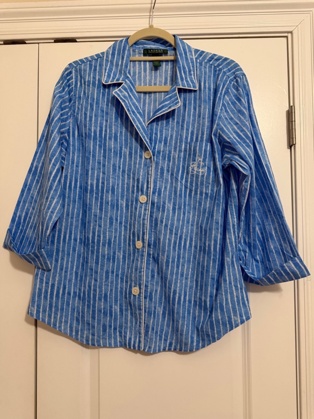 Ralph Lauren Blue and White Vertical Stripe Button-Down Shirt
